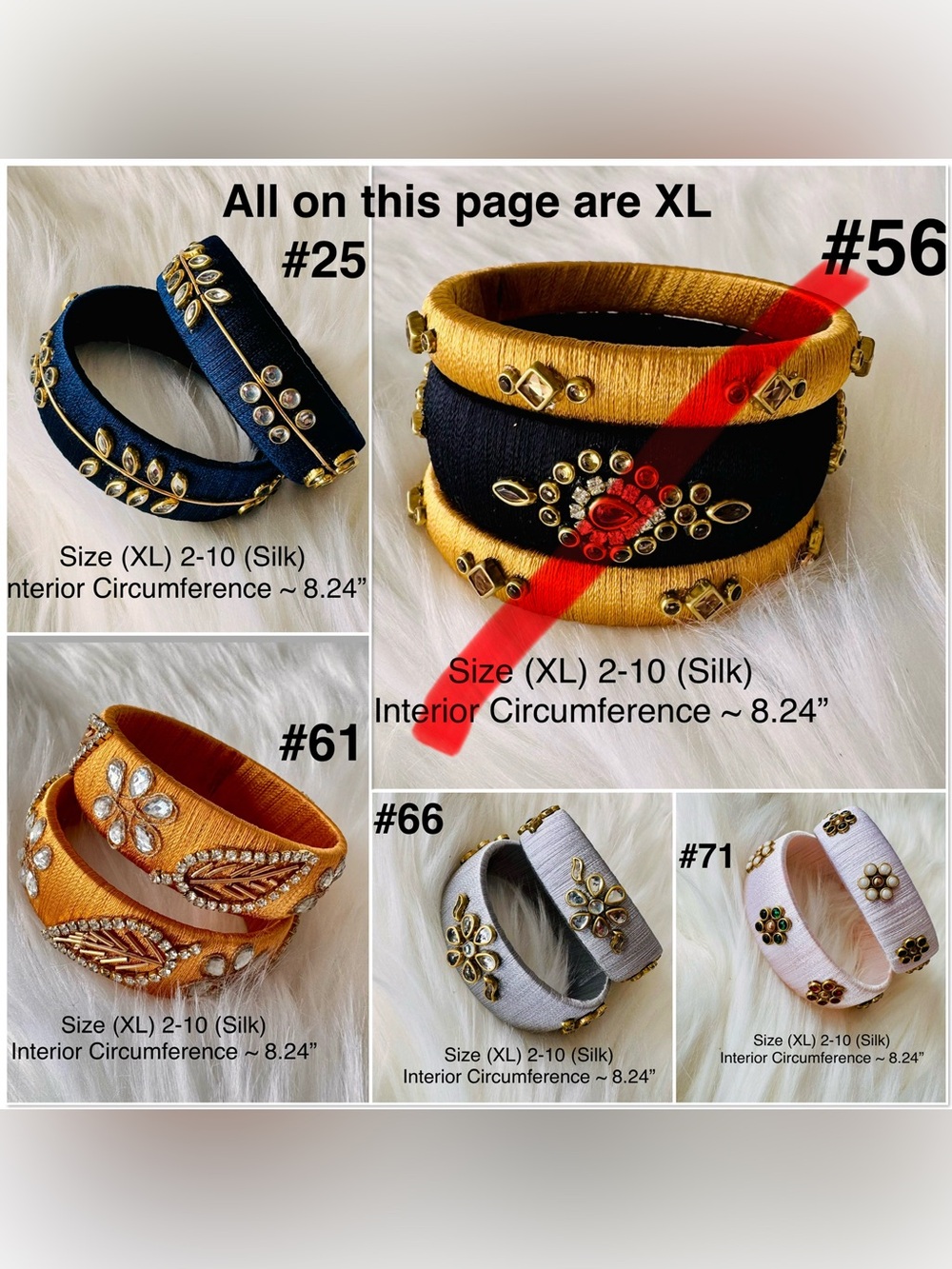 🎡🎡Handmade Silk or Cotton Wrapped Bangle Set of your choice in various sizes - Picture 6 of 16